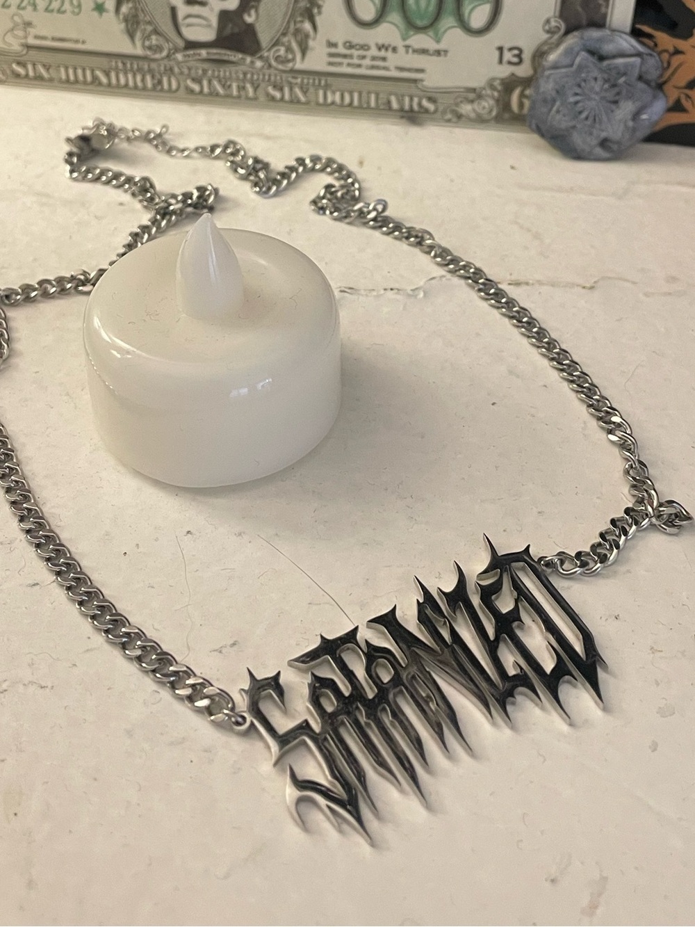 SATANIZED Ghost Nameplate Necklace
